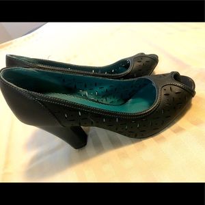 Dark Blue American Eagle Open Toe Pumps